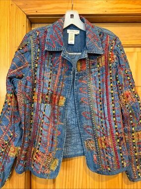 Coldwater Creek Embellished Denim Jacket - Multicolor